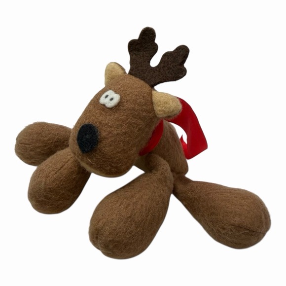 Hallmark Other - Hallmark Rodney Reindeer Plush Beanbag Stuffed Animal Christmas Red Scarf 1980s